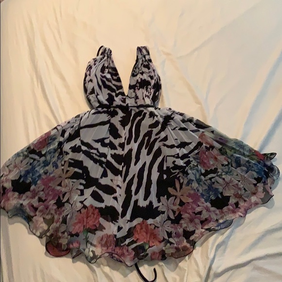 Layer floral cocktail dress w/ draping & 1” straps - Picture 1 of 6